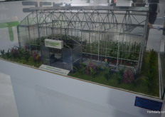 A model of a greenhouse project at the booth of Güney Greenhouses